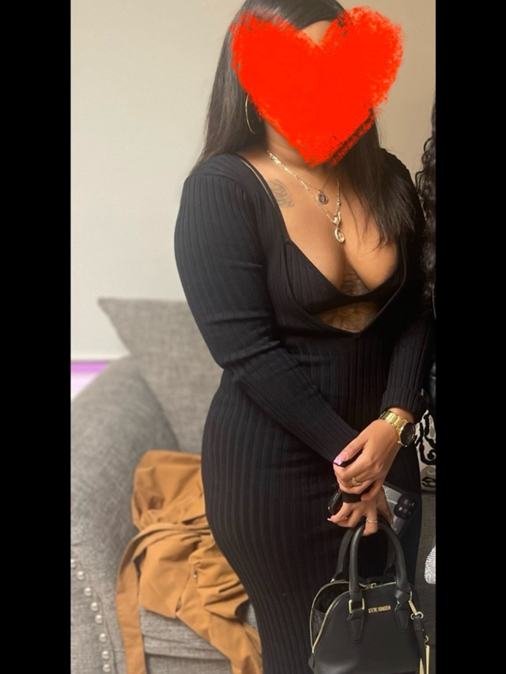 Hera Collection Black Ribbed Long Sleeve Bodycon Dress